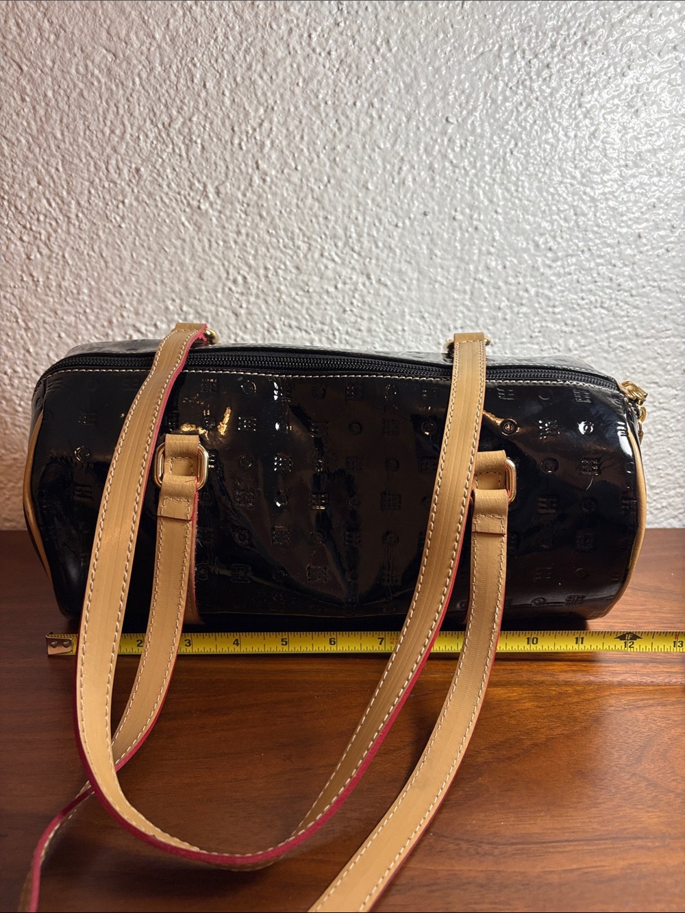 Arcadia Italian Black Genuine PATENT LEATHER Speedy Satchel - Picture 10 of 12
